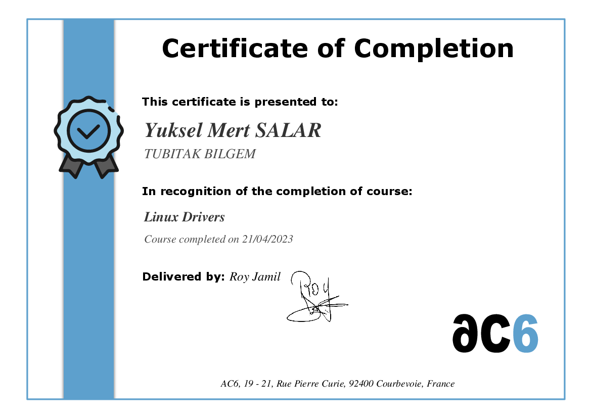 Certificate of Completion