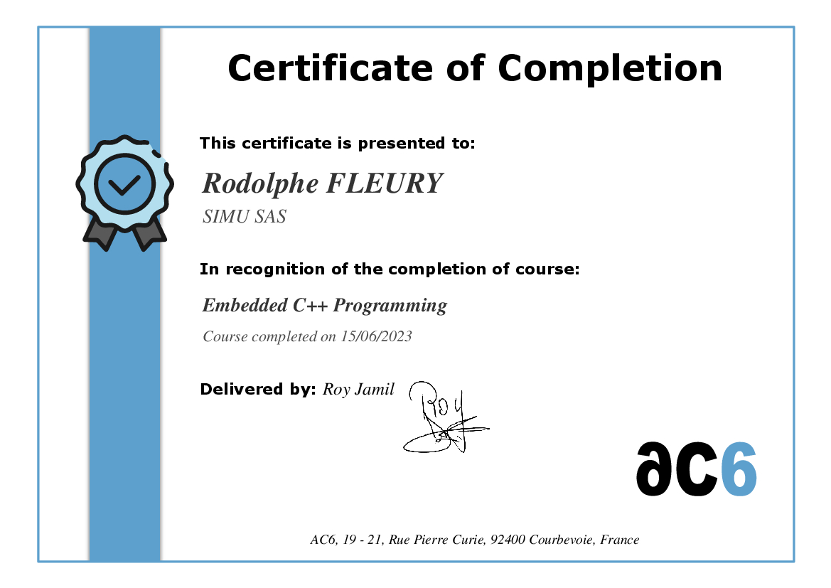 Certificate of Completion