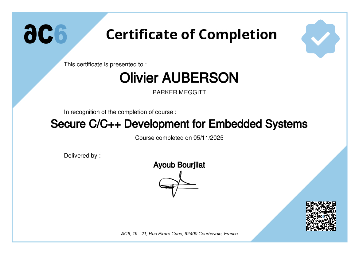 Certificate of Completion