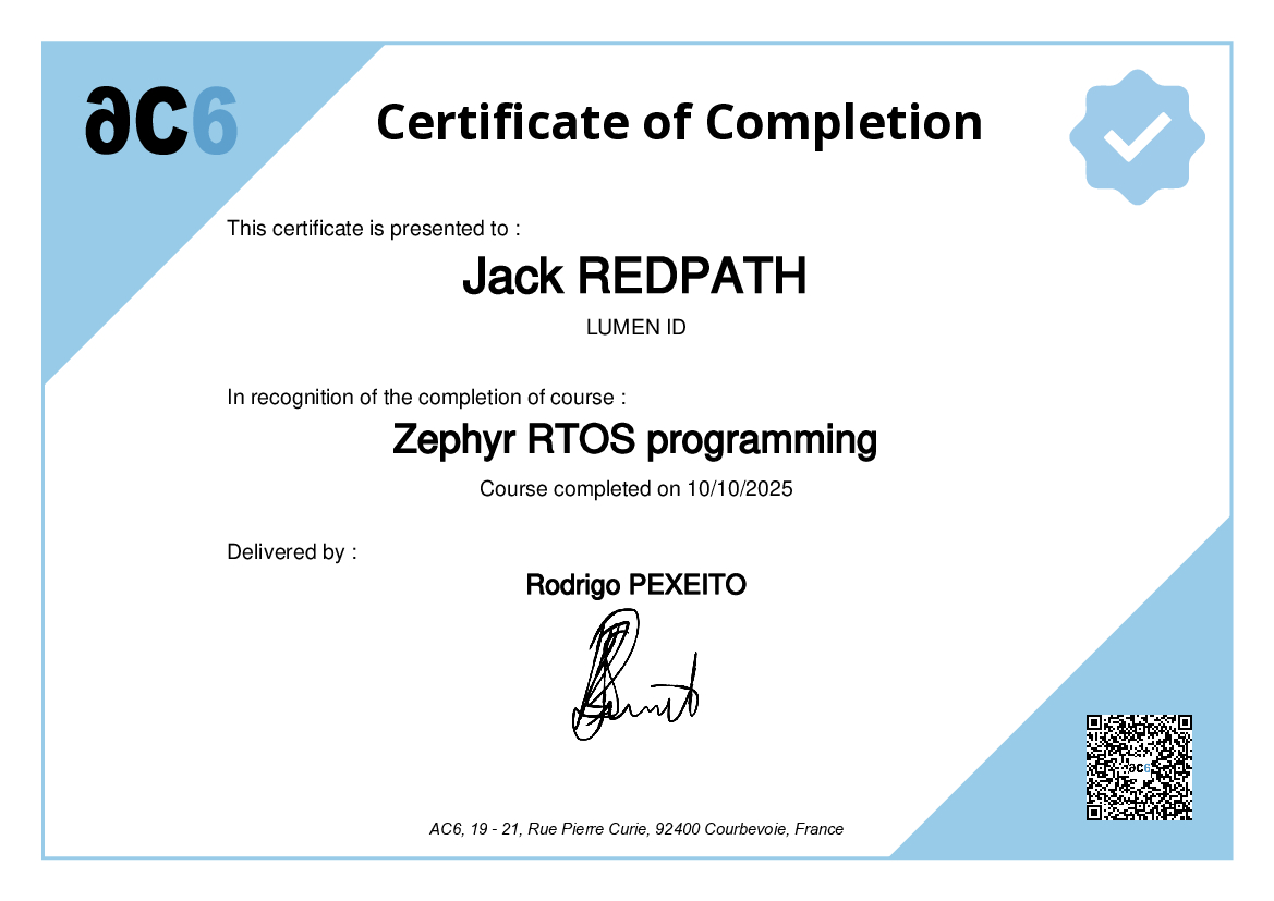 Certificate of Completion