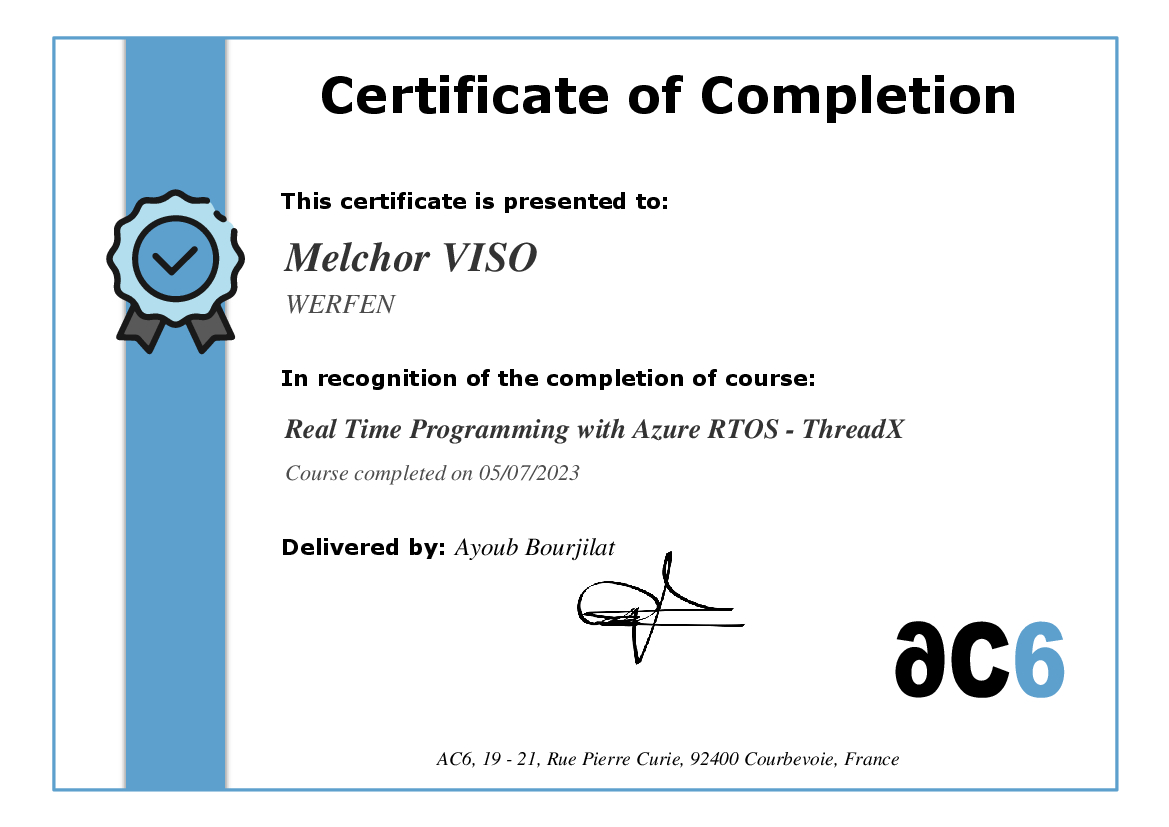 Certificate of Completion