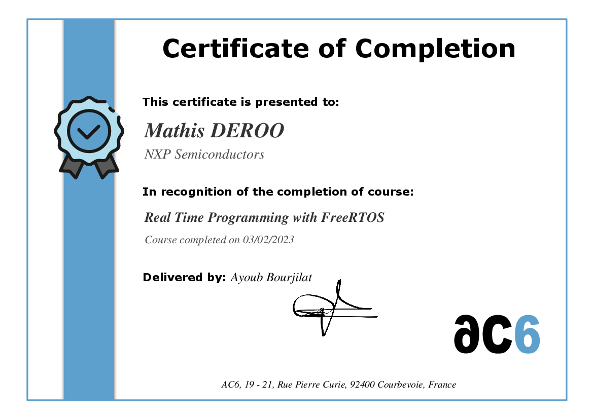 Certificate of Completion