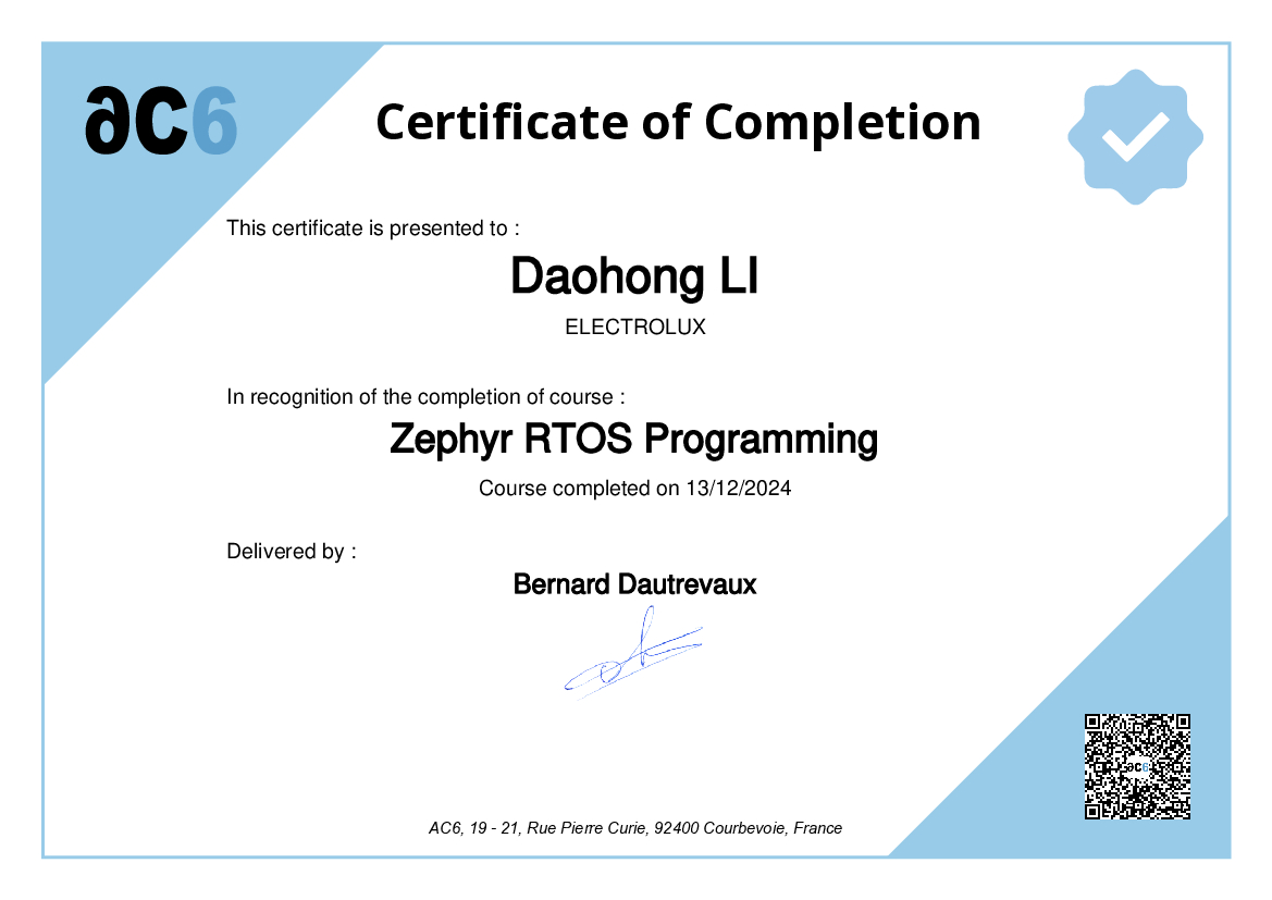 Certificate of Completion