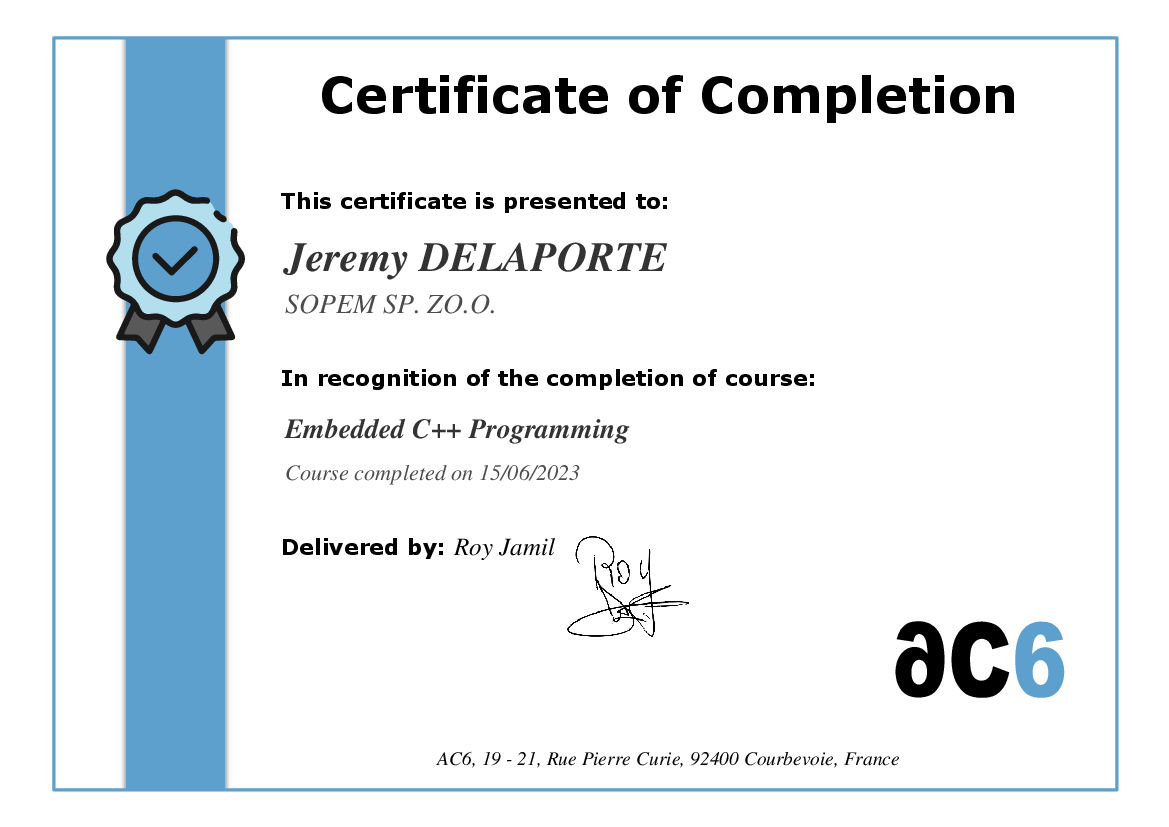 Certificate of Completion