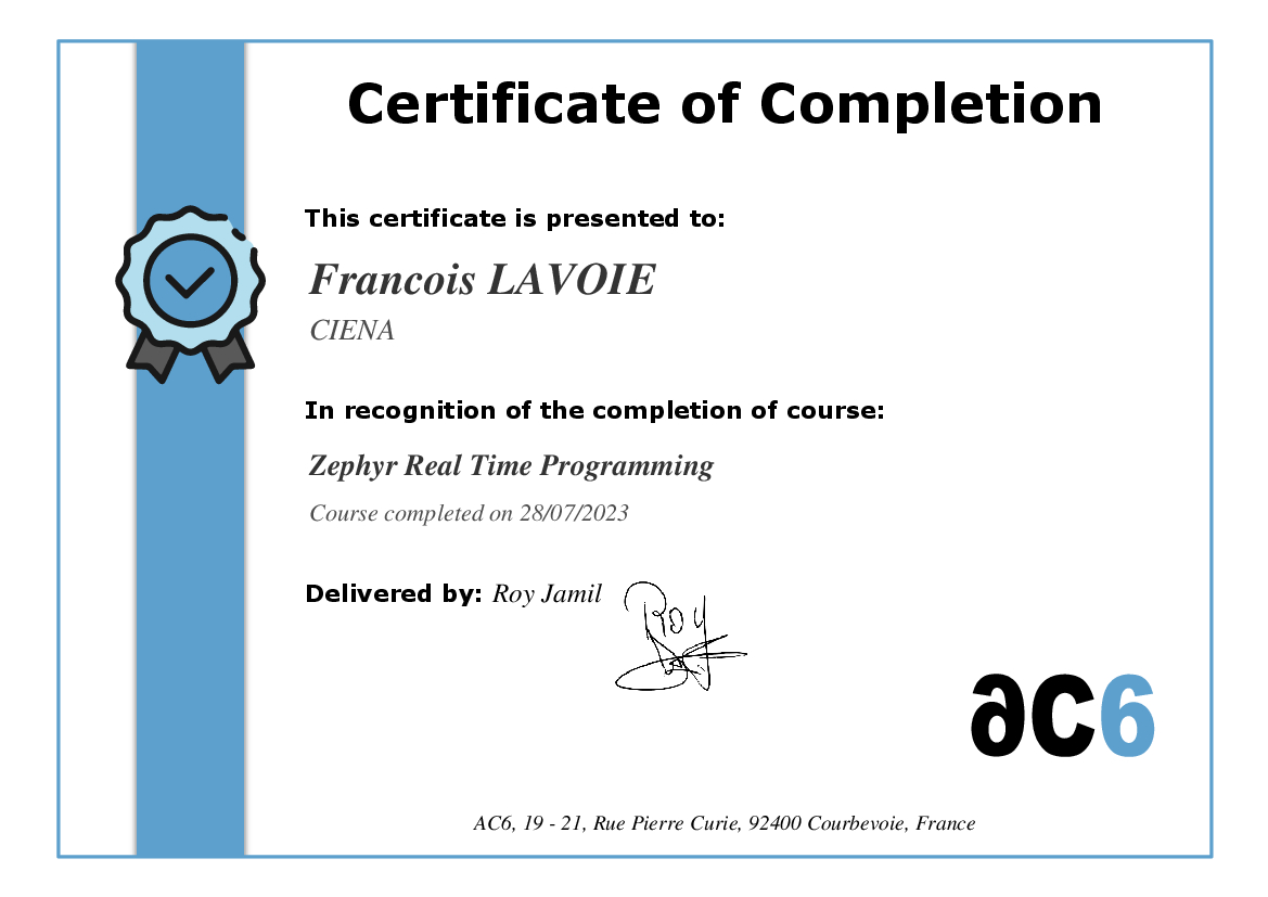 Certificate of Completion