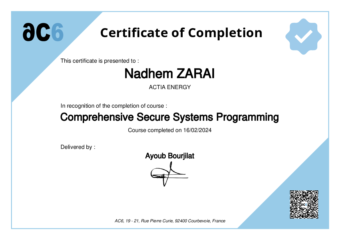 Certificate of Completion