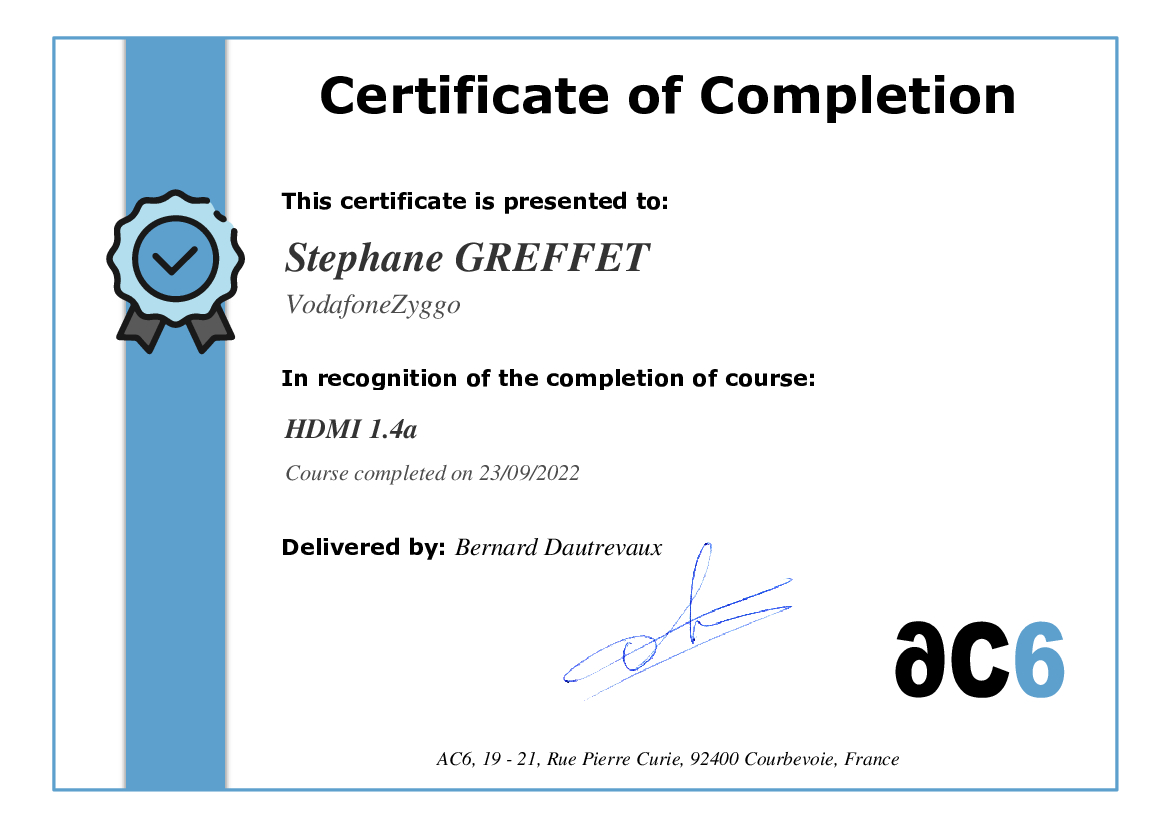 Certificate of Completion