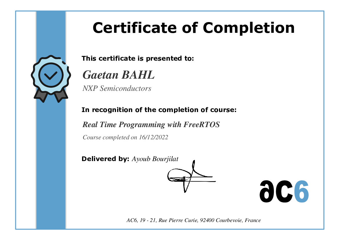 Certificate of Completion