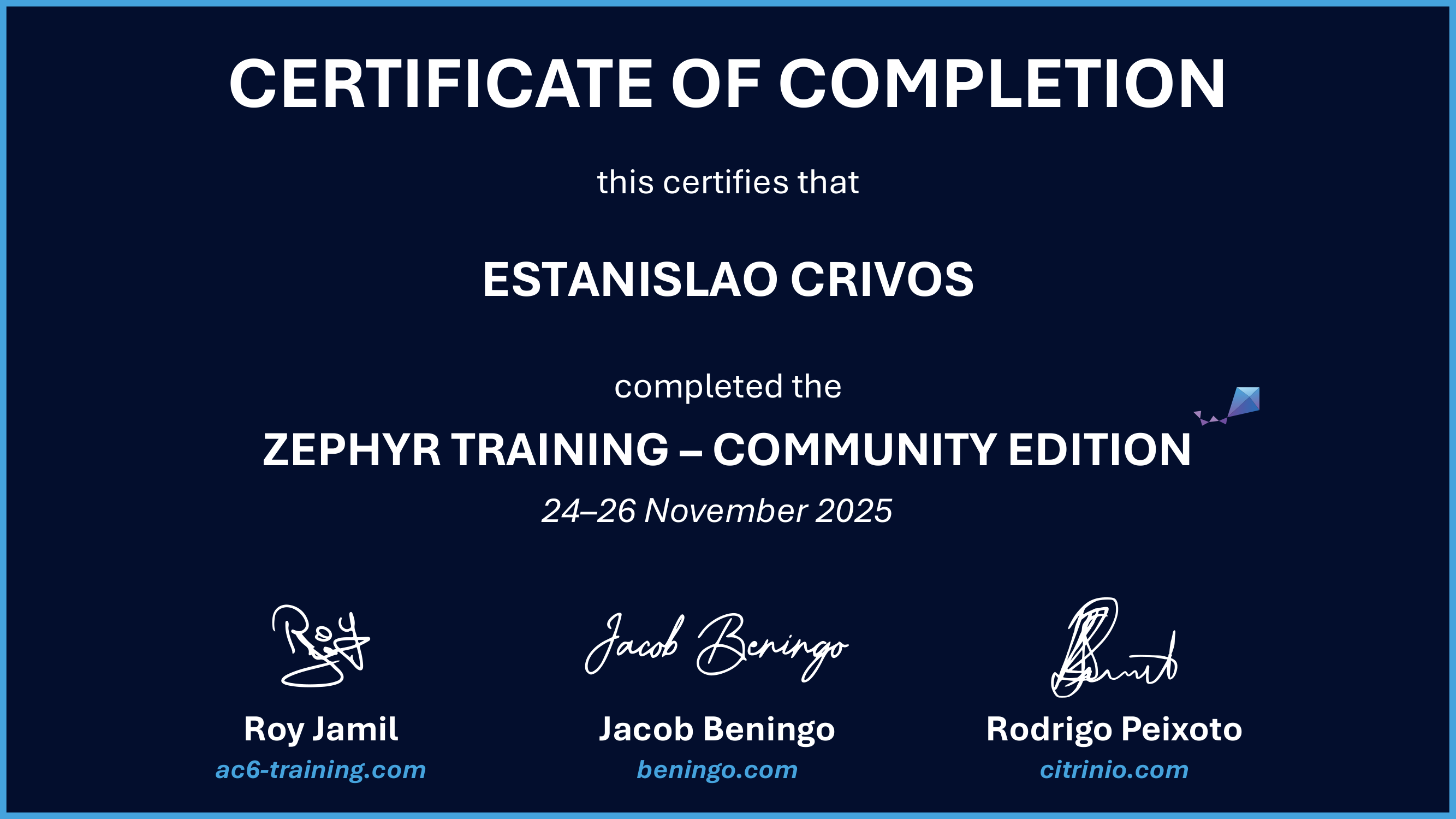 Certificate preview for Estanislao Crivos