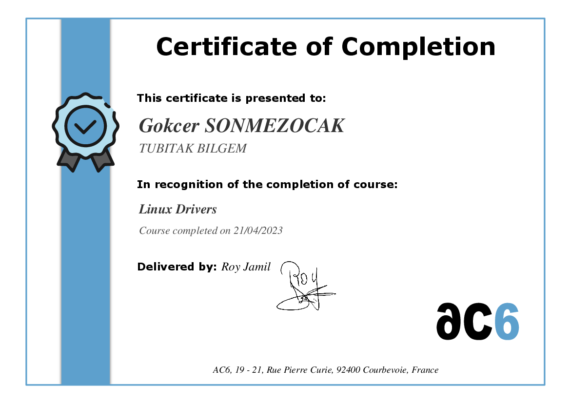 Certificate of Completion