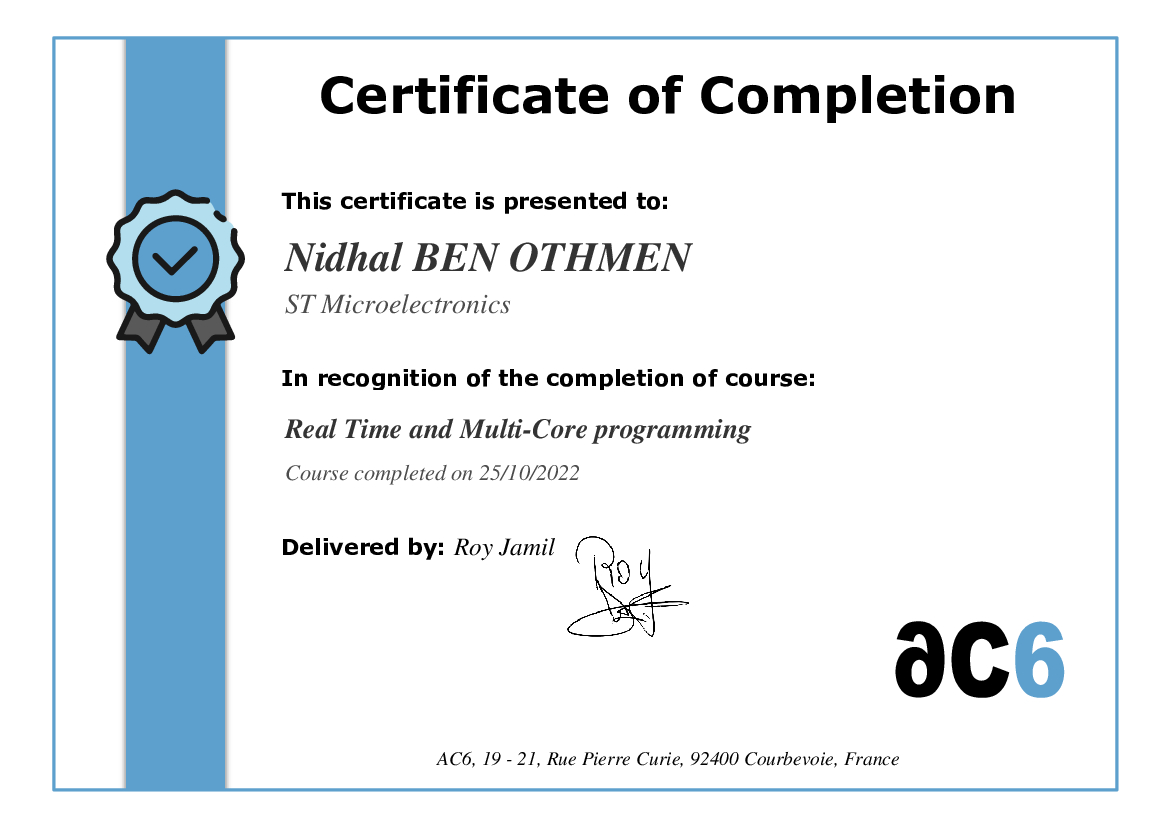 Certificate of Completion