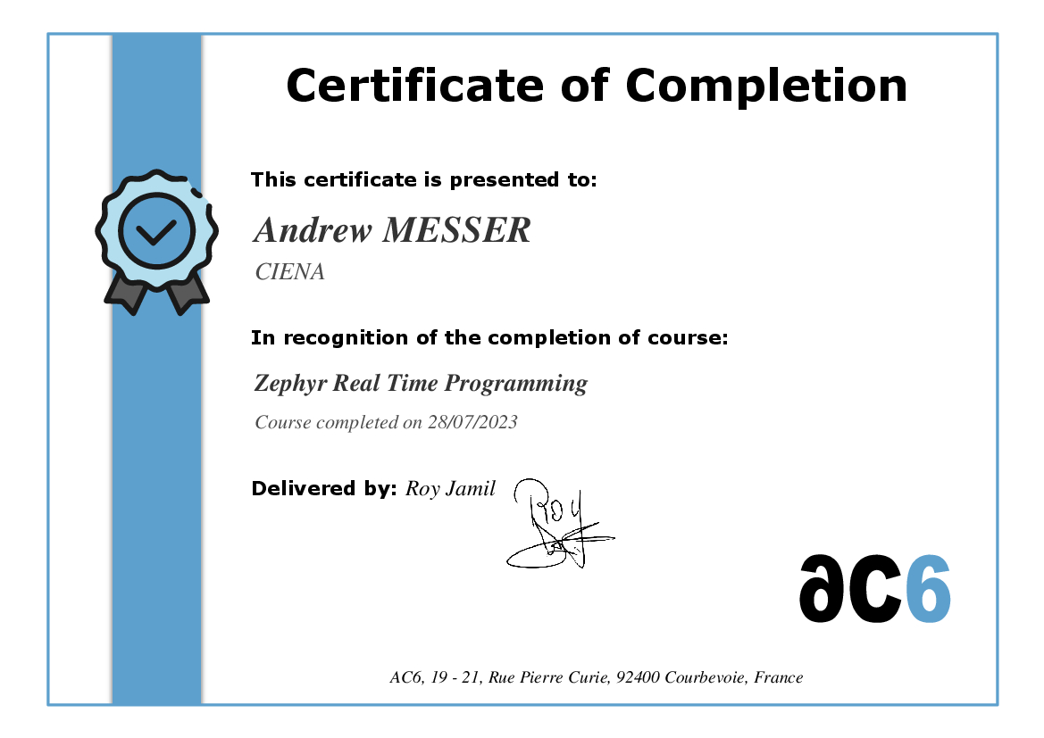 Certificate of Completion