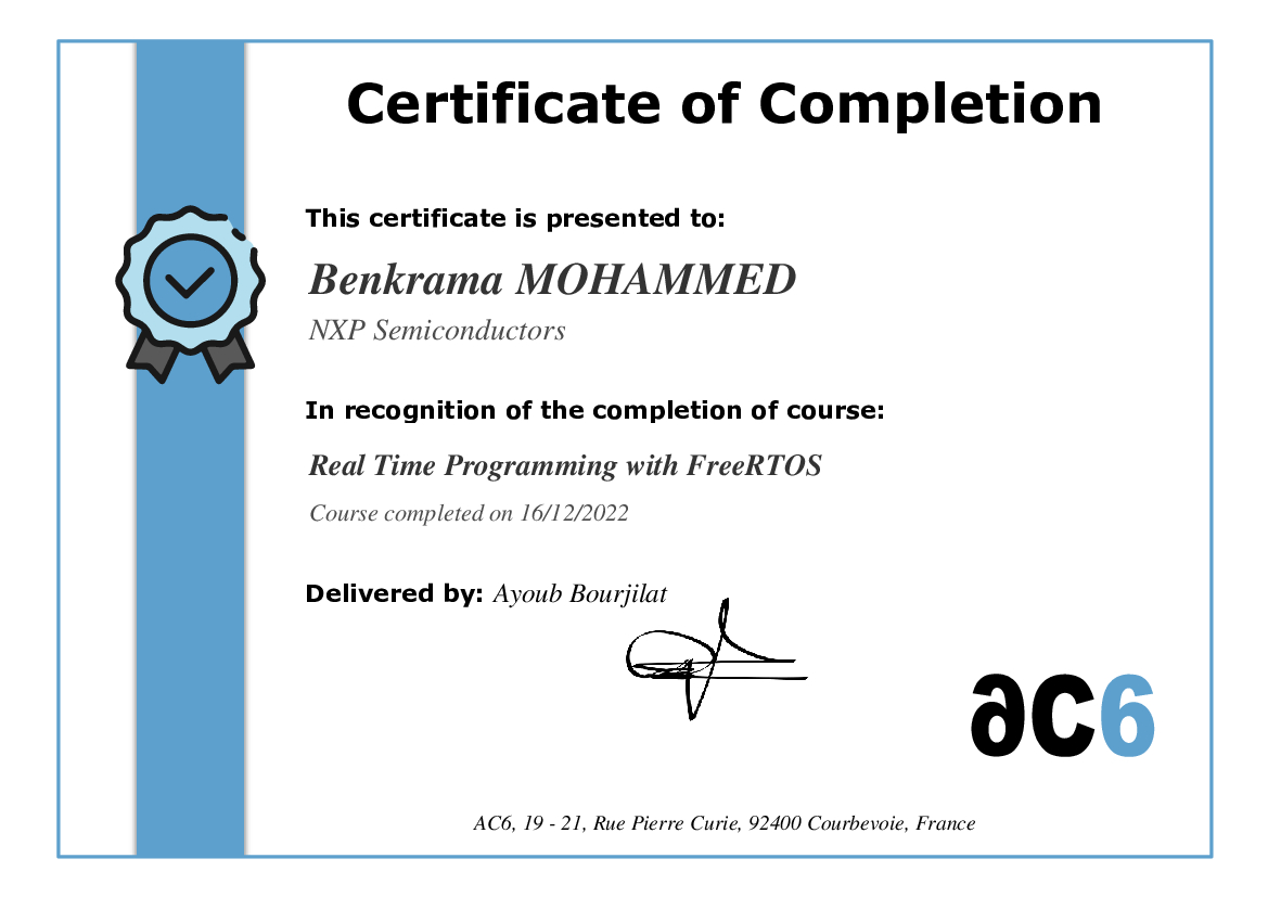 Certificate of Completion